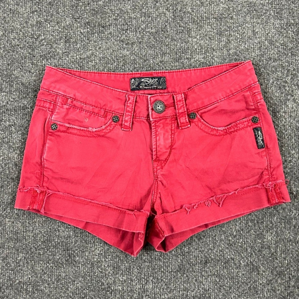 Silver Jeans Co. Shorts Womens Size 25 Pink Toni Low Rise Frayed Raw Hem Stretch